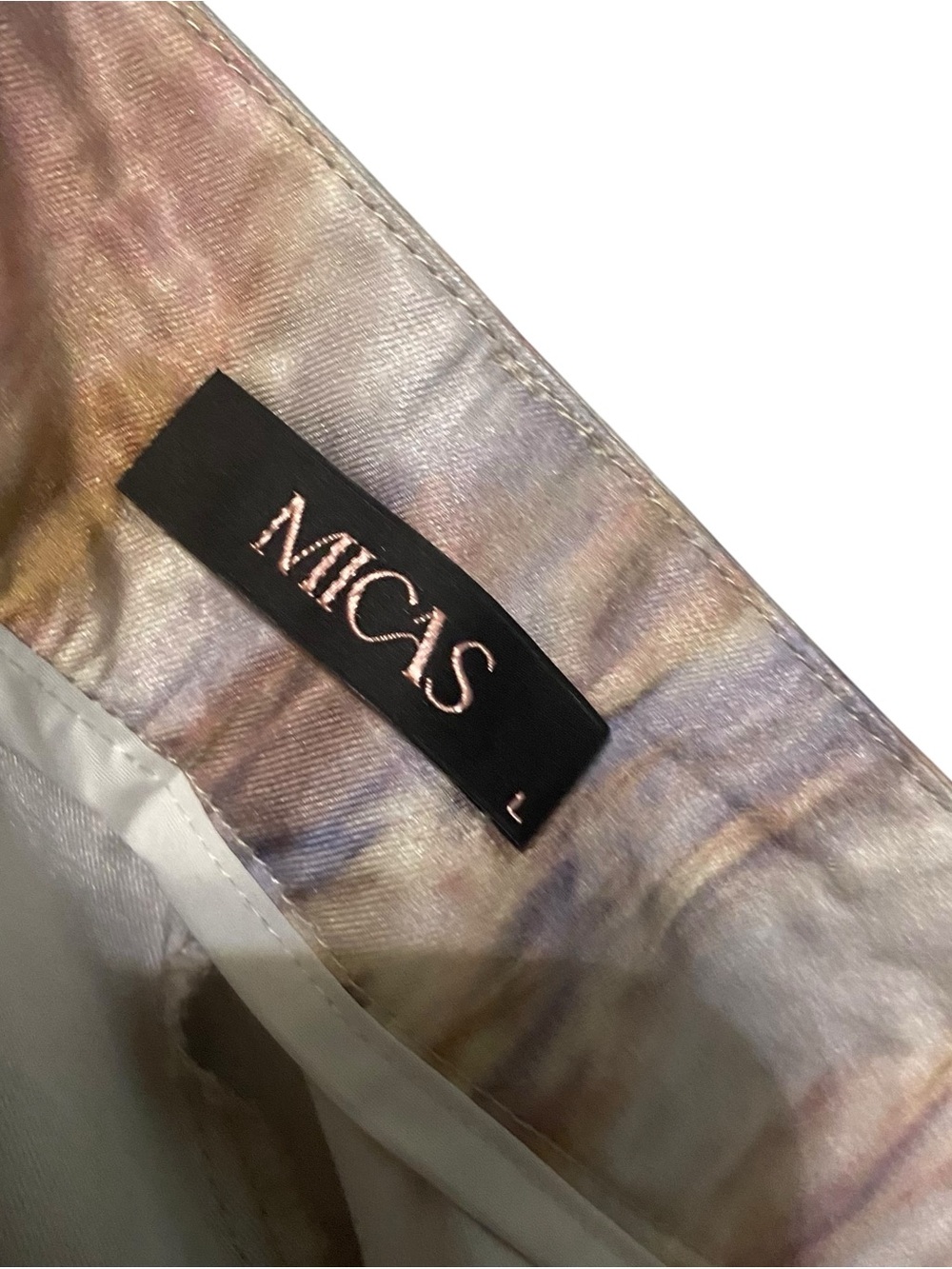 Micas High Rise Wide Leg Loose Fit Marble Watercolor Satin Pants Size Large - Picture 6 of 7